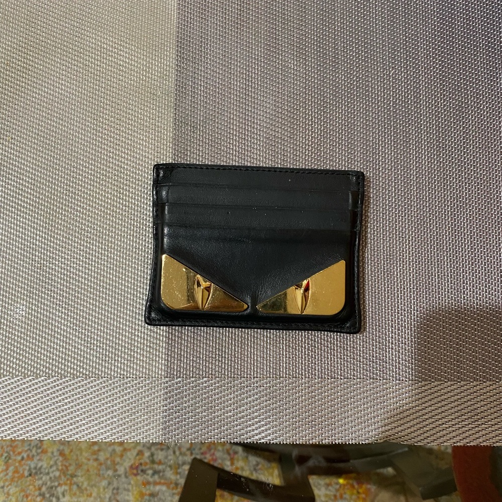 100% Authentic Fendi Black leather card holder